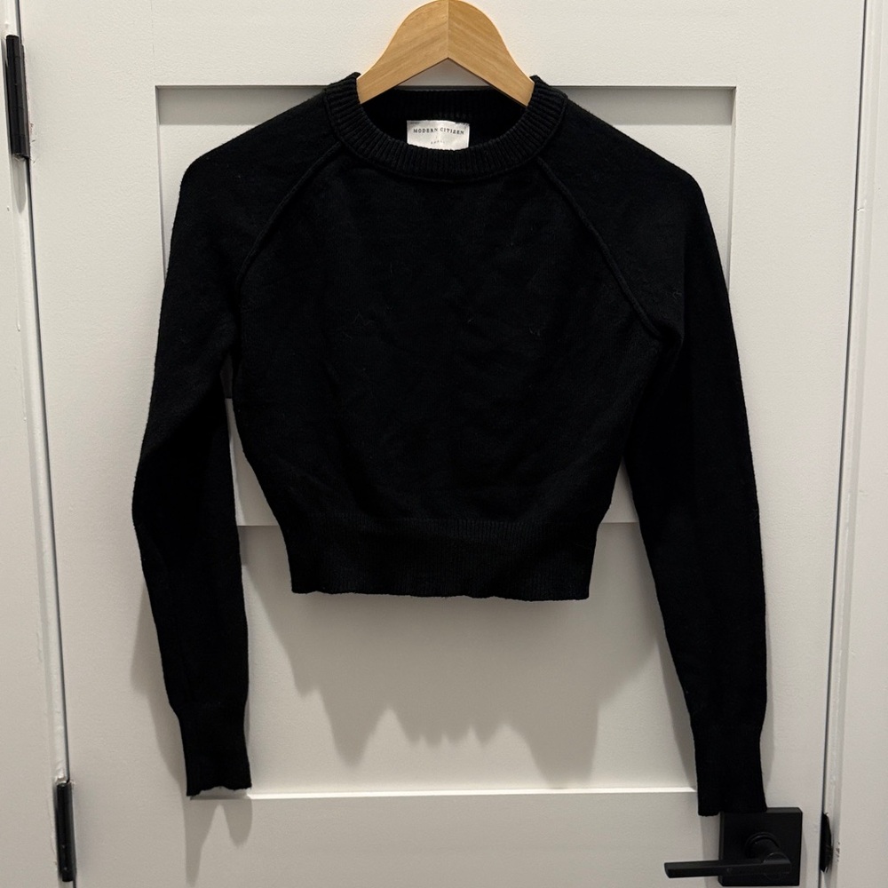 Modern Citizen - Britt Cropped Long-Sleeve Sweater - Black - S
